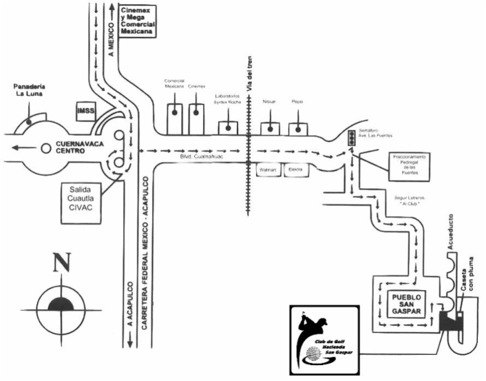 Croquis de ubicación Club de Golf San Gaspar